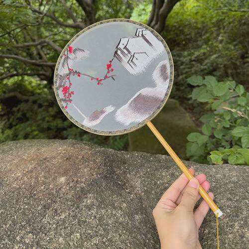 古风刺绣团扇苏州双面绣宫扇绣花中国风汉服扇子绣美流苏团扇古典