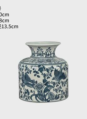 花艺青花瓷花瓶干花花瓶新中式插花客厅装饰摆件手绘陶瓷花瓶摆件