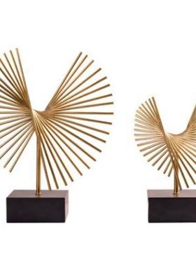 轻奢饰品几何雕塑摆件后现代金属客厅书房样板间售楼部软装抽象