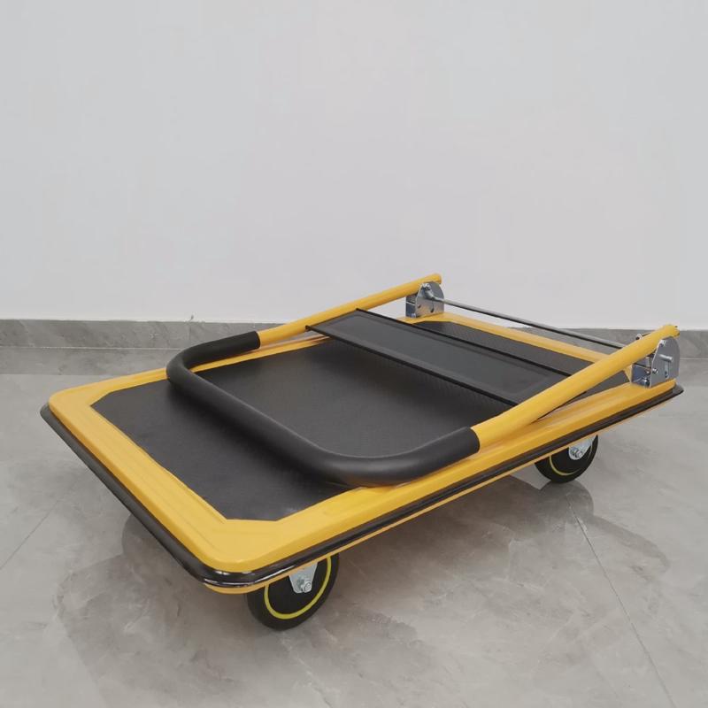 300kg黑黄静音平板手推车折叠手推车物流搬运设备平板手推车