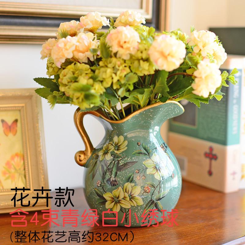陶瓷小花瓶摆件客厅插花欧式美式餐桌家居复古仿真花干花装饰北欧