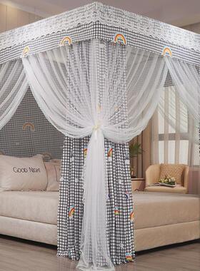 71tx物理遮光床帘蚊帐一体式家用卧室落地支架防尘防风加厚保暖床