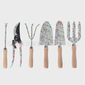 热销园艺六件套家用种植印花铲子铁质木柄耙子剪刀园林工具