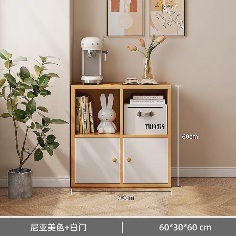 落地书柜书架置物架家用客厅展示柜靠墙储物收纳八格带门柜矮柜子