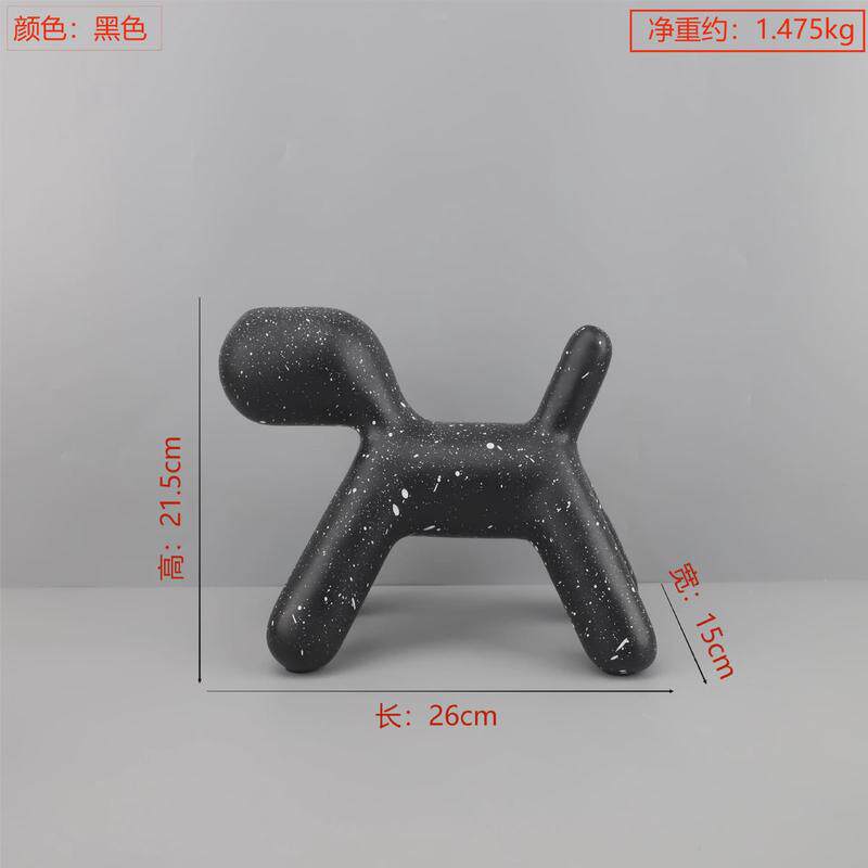 欧式轻奢抽象黑白气球摆件树脂斑点狗儿童房客厅卧室玄关家居饰品