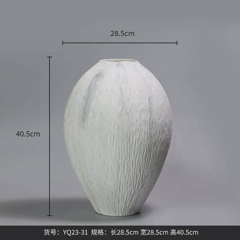 博西家居家居陶瓷大肚哈密瓜花瓶陶罐白色客厅高级感新中式软装