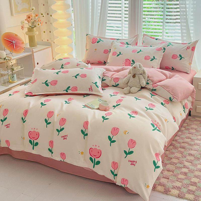 床上四件套豆水洗棉全被套罩宿舍单人学生床品床单幸运纯三件套,床上用品,床品套件/四件套/多件套,淘宝优惠券,粉丝福利购,淘宝优惠卷