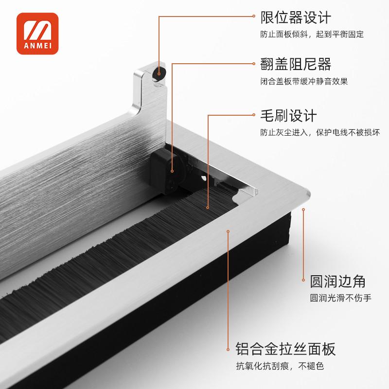 办公桌穿线孔盖桌面缓冲毛刷过线盖板嵌入式电脑桌会议桌方形线盒
