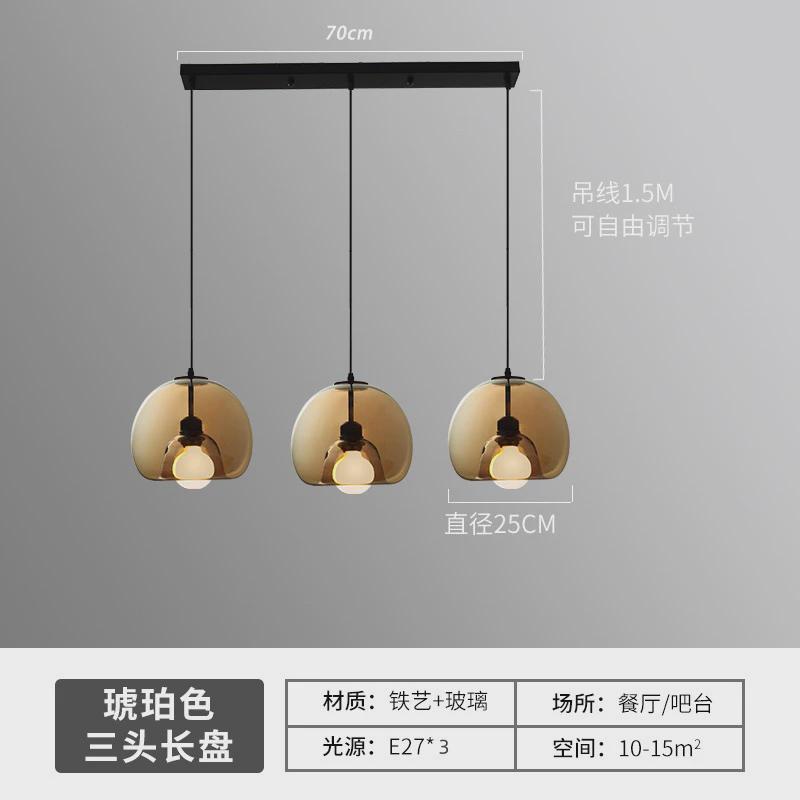现代简约餐厅吊灯创意个性卧室床头圆形玻璃吊灯餐桌吧台凹底灯具