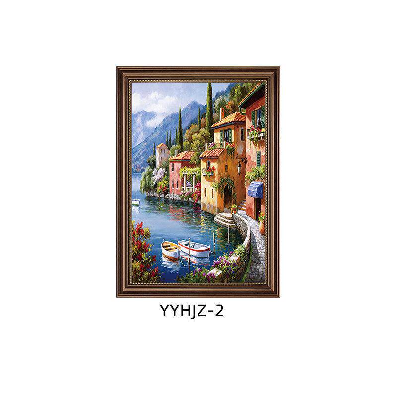 希腊爱琴海风景客厅餐厅装饰画欧式玄关过道油画走廊复古墙面装饰