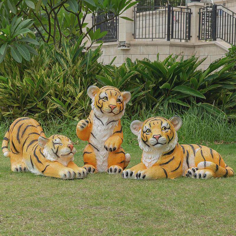 仿真小老虎雕塑园林景观小品动物玻璃钢游乐园商场幼儿园落地装饰