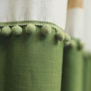 北欧仙人球挂带纯色门帘窗帘免打孔卧室遮光美式单片窗户