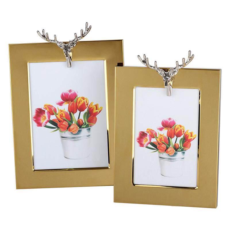 装饰鹿头金属相框7寸横放竖放个性创意相框现代简约画框家居摆件