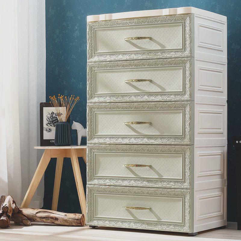 0WYV加厚塑料抽屉式收纳柜箱儿童衣柜客厅卧室储物柜整理箱五斗柜