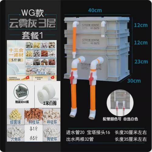 鱼缸过滤器周转箱过滤箱鱼池过滤器过滤盒水循环系统家庭滴流小型