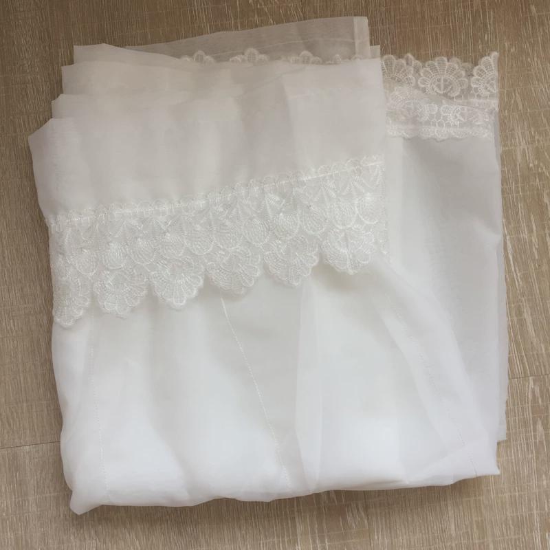 6b76纯白色双层纱帘半截窗帘短窗帘飘窗窗帘卧室小半帘短帘透光不