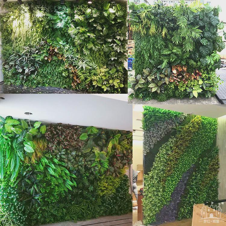 仿真植物墙背景墙门头店招牌装饰花墙绿色塑料假花尤加利绿植墙