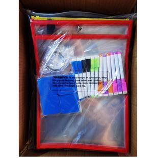 擦带干新款 收纳pet透明干擦袋 板皮筋笔套文件袋30pcs套装