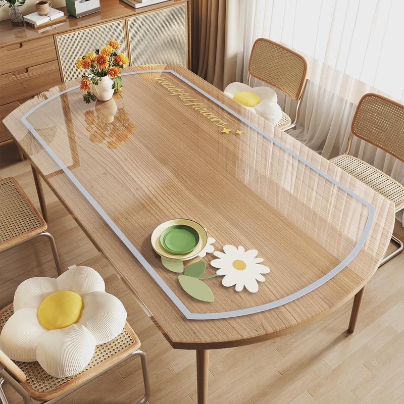 花卉透明免洗桌垫防水防油pvc软玻璃椭圆形桌布防烫桌面保护垫