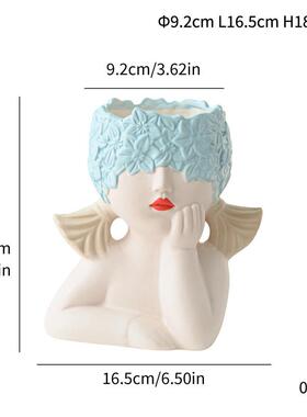 莫狄森ins少女头像陶瓷花瓶礼品笔筒化妆刷收纳家居装饰创意摆件