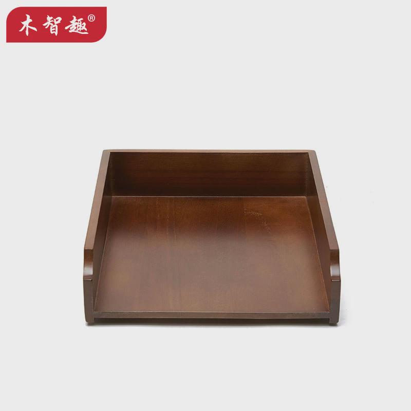 桐木折叠盒桌面收纳盒可叠加木质收纳柜书桌木制办公桌桌上整理盒