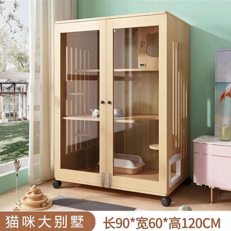 猫笼实木别墅笼子家用猫窝展示柜两层猫咪繁殖繁育木头屋厂家直销