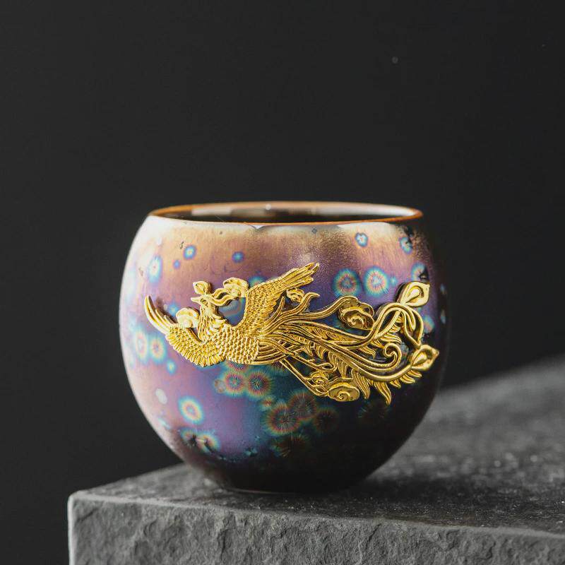 茶盏单杯窑变建盏油滴天目七彩金小茶杯茶具陶瓷家用主人杯泡茶碗