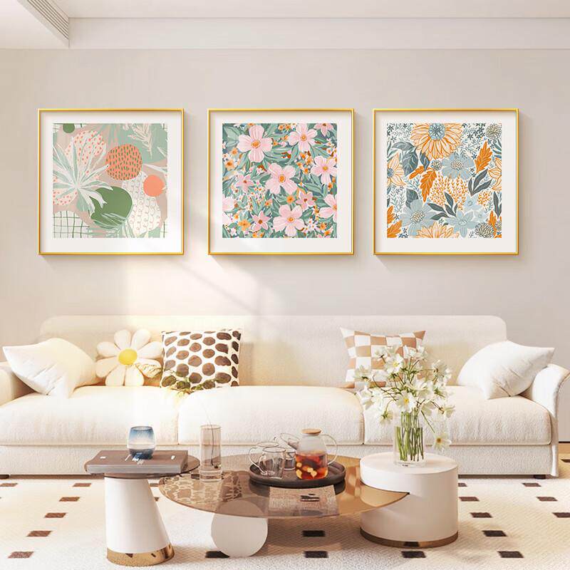 欧式客厅沙发背景装饰画抽象绿色风景餐厅挂画酒店简约方形壁画