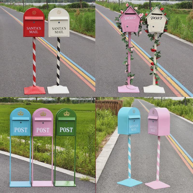 欧式复古室外信箱邮箱模型意见箱铁艺防雨带锁信报箱网红装饰道具