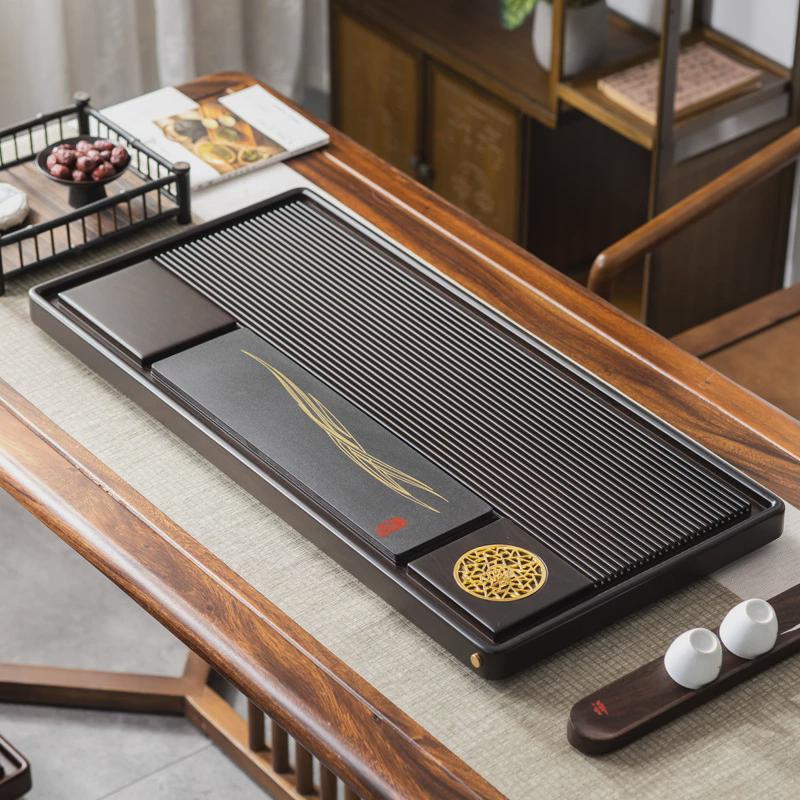 实木茶盘家用干泡台乌金石功夫办公室茶台排水式电木茶海托盘茶具
