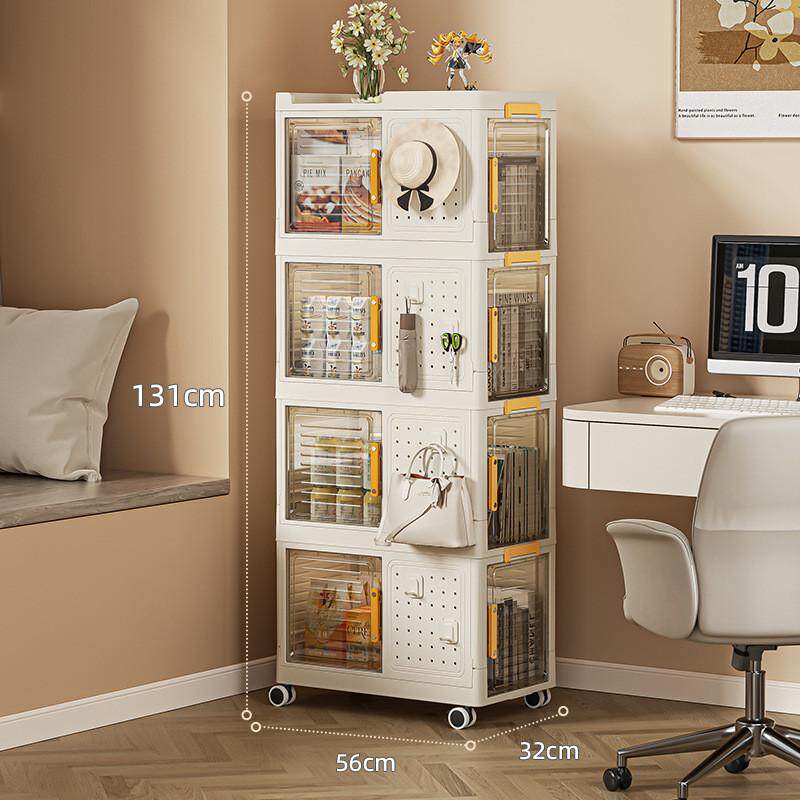 收纳柜飘窗柜子家用客厅夹缝零食置物柜折叠整理箱多层收纳储物柜