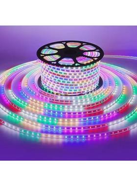 led四彩六彩七彩灯带72灯96灯120灯144灯跑变色纯铜220马灯霓虹灯