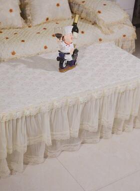 9wor家用客厅烤火长方形茶几罩套罩防尘电炉桌罩布艺桌布蕾丝盖布