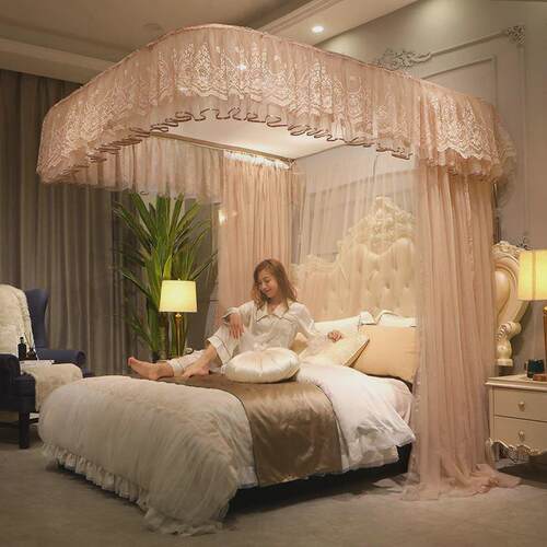 纹账蚊帐家用u型轨道支架加密加厚1.2m1.8床1.5米2公主风宫廷导轨