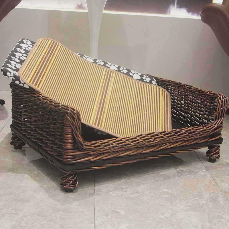 柳编狗窝狗床藤编宠物窝泰迪金毛大型犬春夏秋冬可拆洗窝四季通用