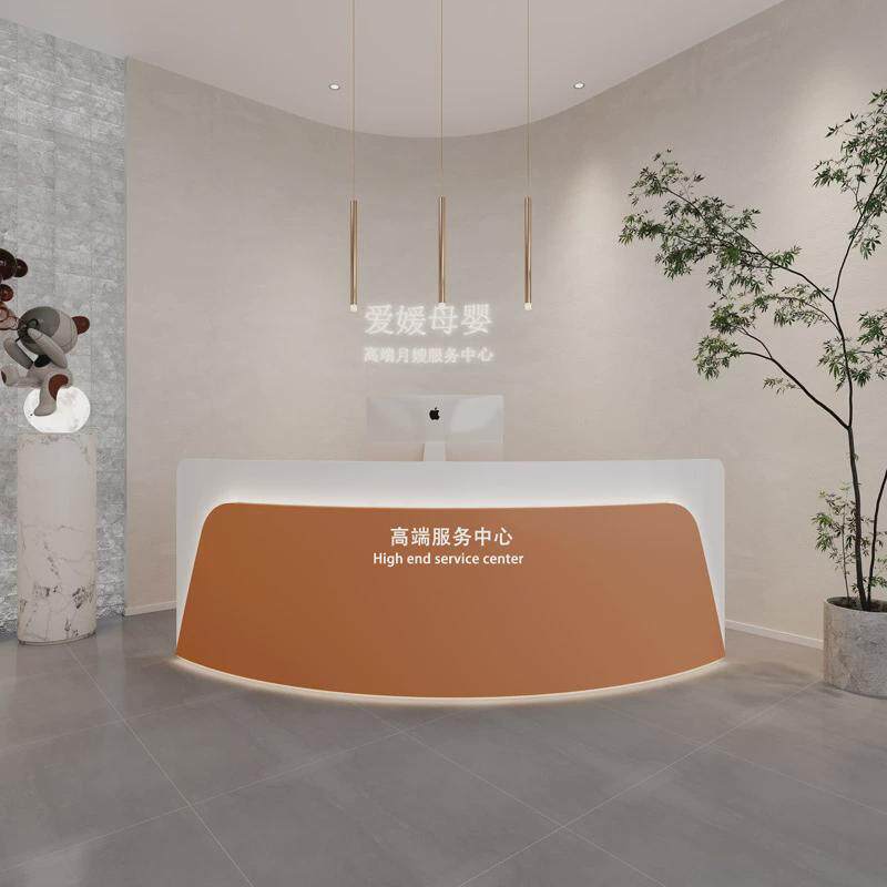 美容美发店半圆弧形收银台艺术舞蹈院校前台接待台服装店烤漆吧台