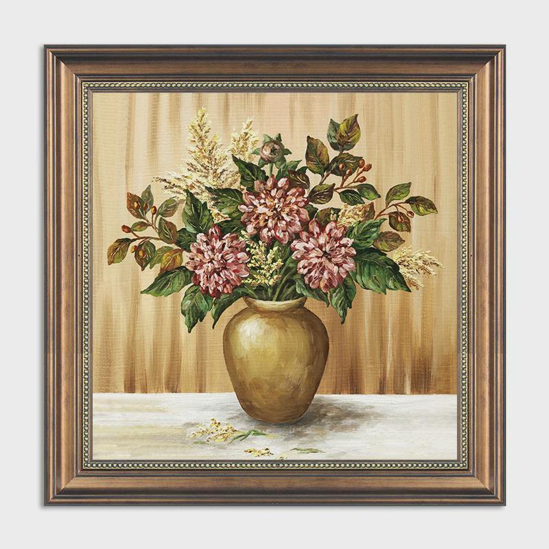 iyr7美式油画客厅壁画卧室床头挂画欧式花卉仿餐厅装饰画饭厅餐桌