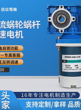 60w蜗轮蜗杆rv30减速电机12v可大功率调速力矩电动机直流马达24v