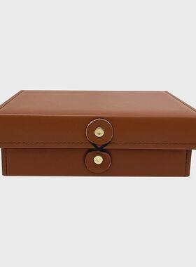 现代简约木质皮革收纳盒样板间装饰品酒店玄关卧室衣帽间收纳箱