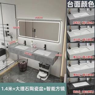 简约现代大理石一体洗手台双盆浴室柜组合公共卫生间洗漱洗脸台池