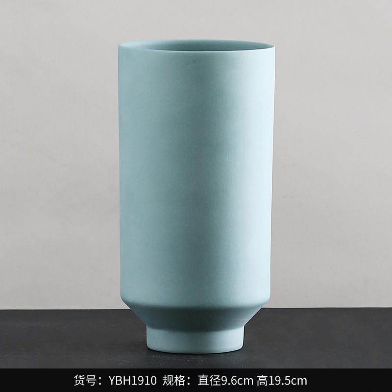 釉面黑色直筒陶瓷bestwest花瓶花盆家居软装样板间装饰品花器