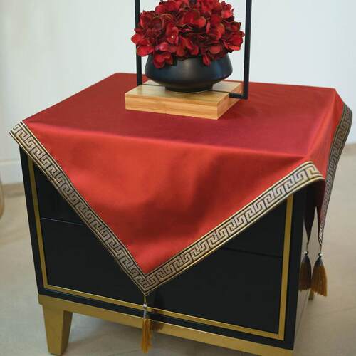 26n桌布欧式定制奢华结婚餐桌圆桌喜庆沙发盖巾茶几防尘台布红色