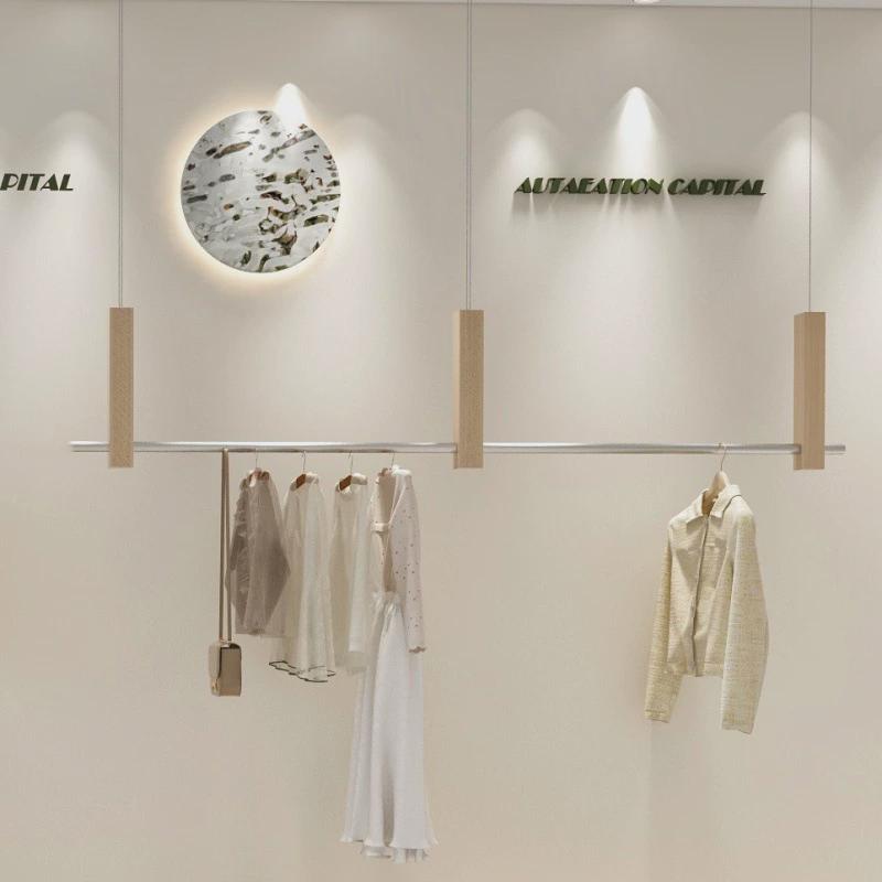 网红橱窗钢丝吊架不锈钢悬挂吊杆服装店展示架挂衣架女装陈列架子