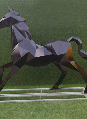 面切面马雕塑广场鹿户外公园绿地景观摆件几何不锈钢创意动物雕塑