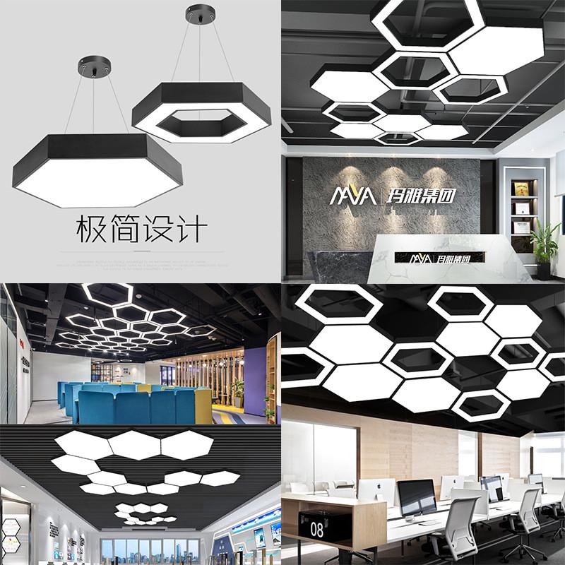 办公室圆形六边形工业风异形灯健身房网咖游戏厅拼接造型Y形吊灯