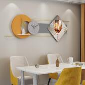 创意晶瓷画壁挂立体组合挂表装 饰画餐厅墙面装 饰金属壁饰置物架