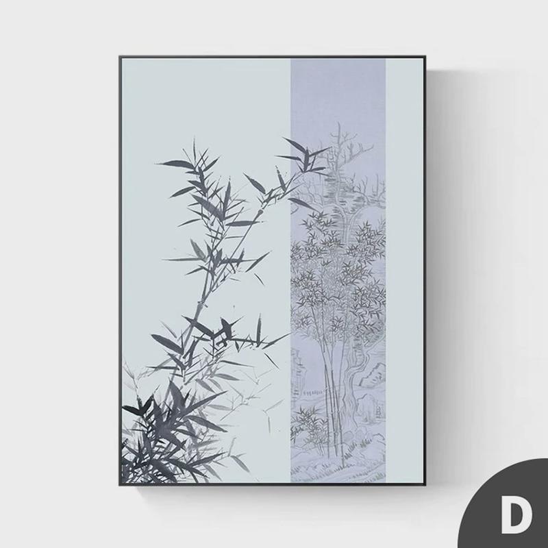新中式轻奢挂画玄关装饰画古风禅意中国风背景墙壁落地竖版客厅
