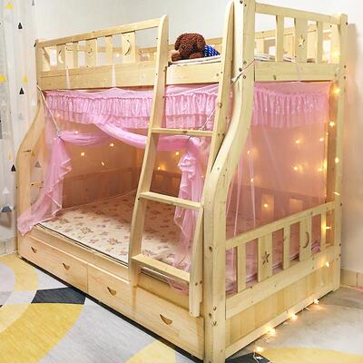 70yf系绳子母床蚊帐高低床儿童上下床上下铺双层床家用梯形加密绑