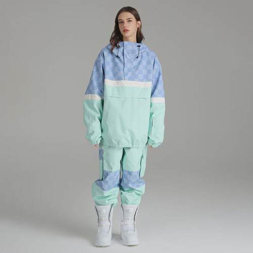 雪怡派棋盘格滑雪服套装衣双板套头男女滑雪衣裤防水保暖滑雪单板