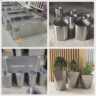 花箱户外不锈钢庭院外摆商业街种菜箱防腐木铁艺花槽护栏景观绿植